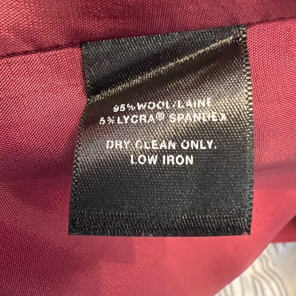 Lafayette 148 Lightweight Wool Cranberry Red Shift Dress Bell Sleeve Size M